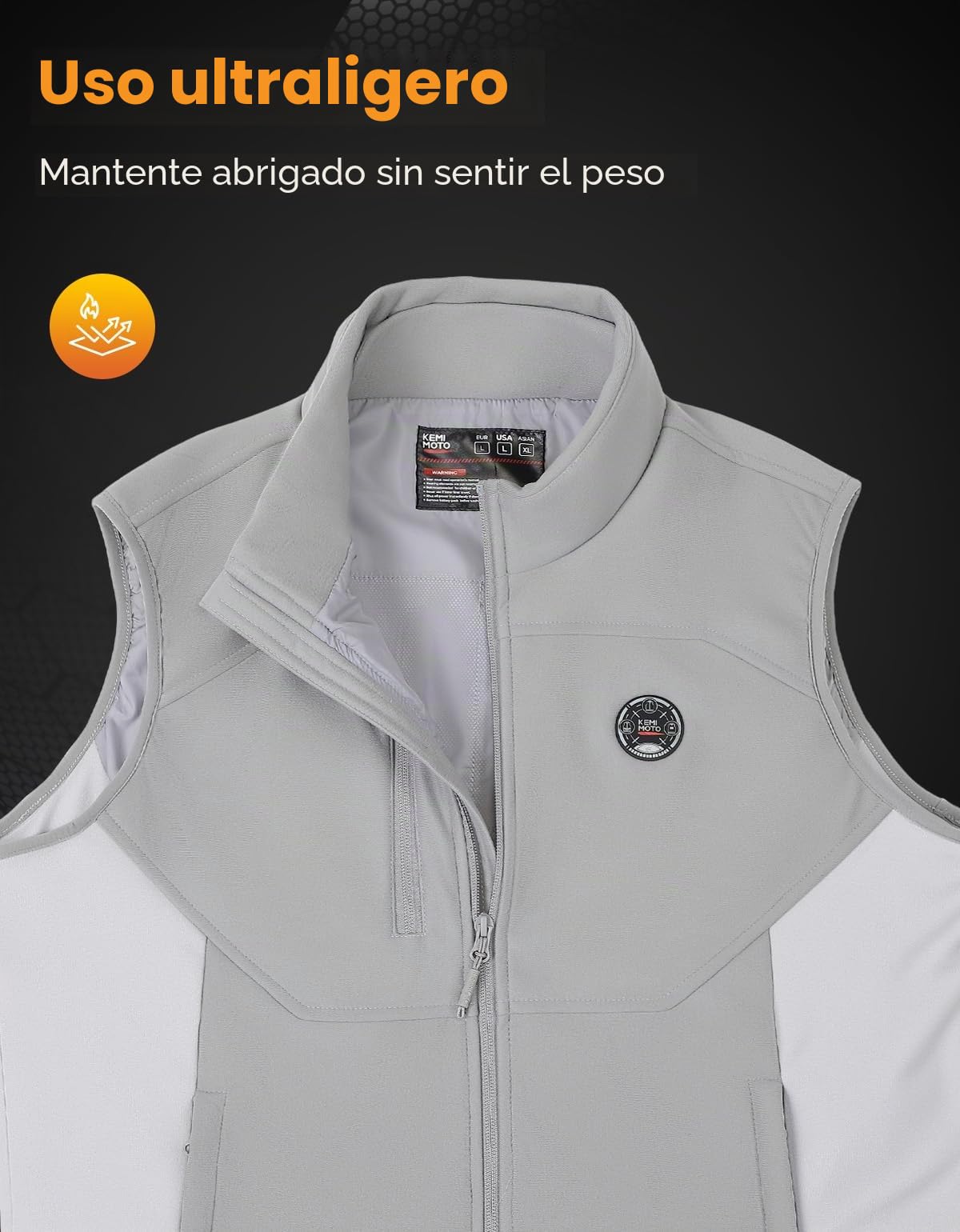 KEMIMOTO Chaleco Calefactable Hombre y Mujer, Chaleco Térido con Función de Calentamiento de Manos Batería 10000 mAh, 5 Zonas de Calefacción para Esquí, Pesca