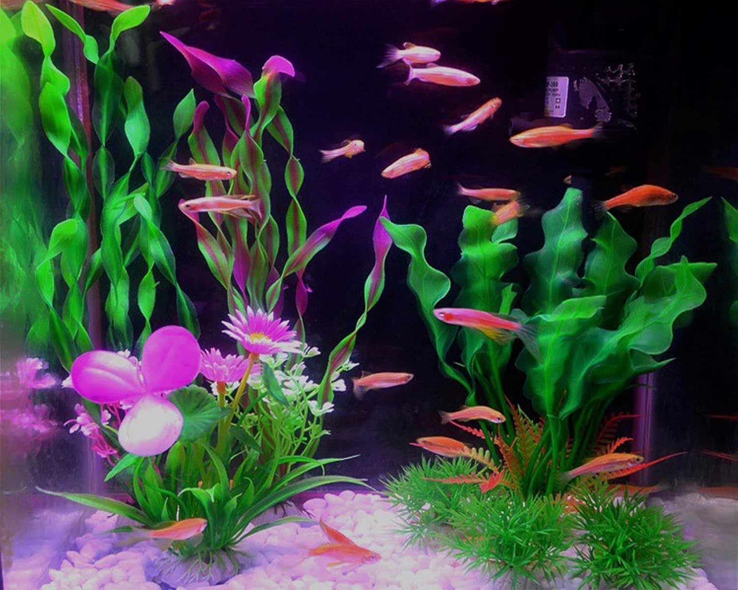 7 PCS artificial aquarium plants, fish tank plastic plants artificial