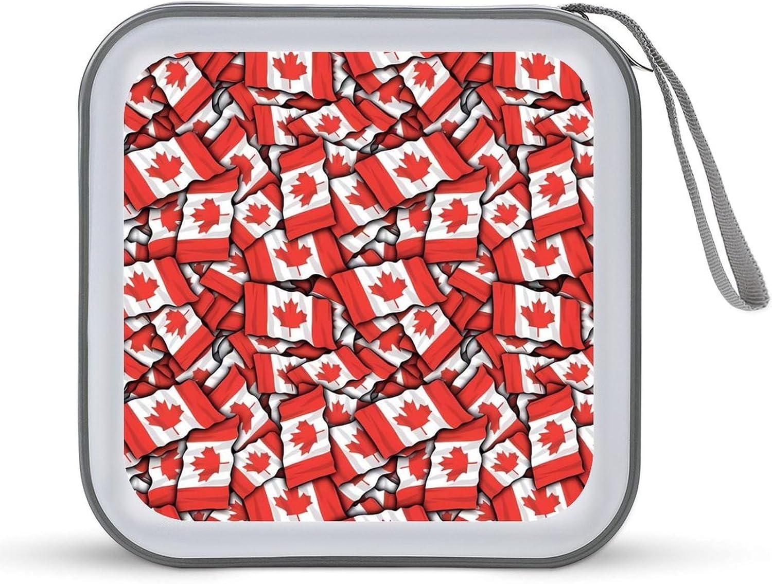 Canadian Flag CD Case Holder 40 Capacity DVD Case Wallet Portable Hard Plastic Disc Cases Storage Binder Large Storage Disc Wallet Bag with Zippers for Car Home Office Travel