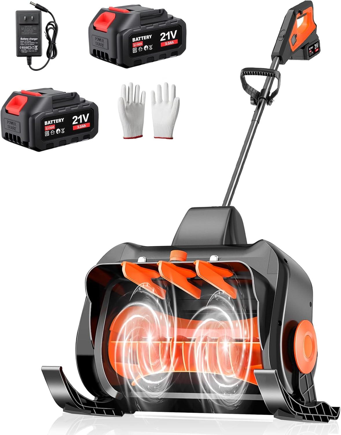 16 Cordless Snow Shovel, 3000mAh Battery Snow Blower, Lightweight Power Snow Thrower for Driveways & Sidewalks, Winter Snow Removal with Charger & 2 * 21V Batteries