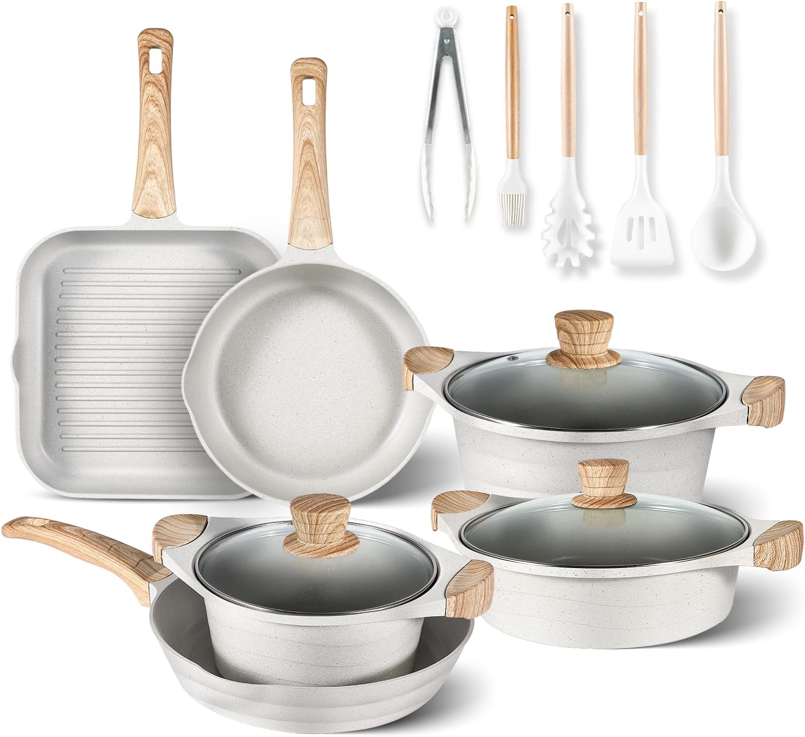 KICHLY Non Stick Frying Pan Set 3 Pcs Induction Hob Pan Set