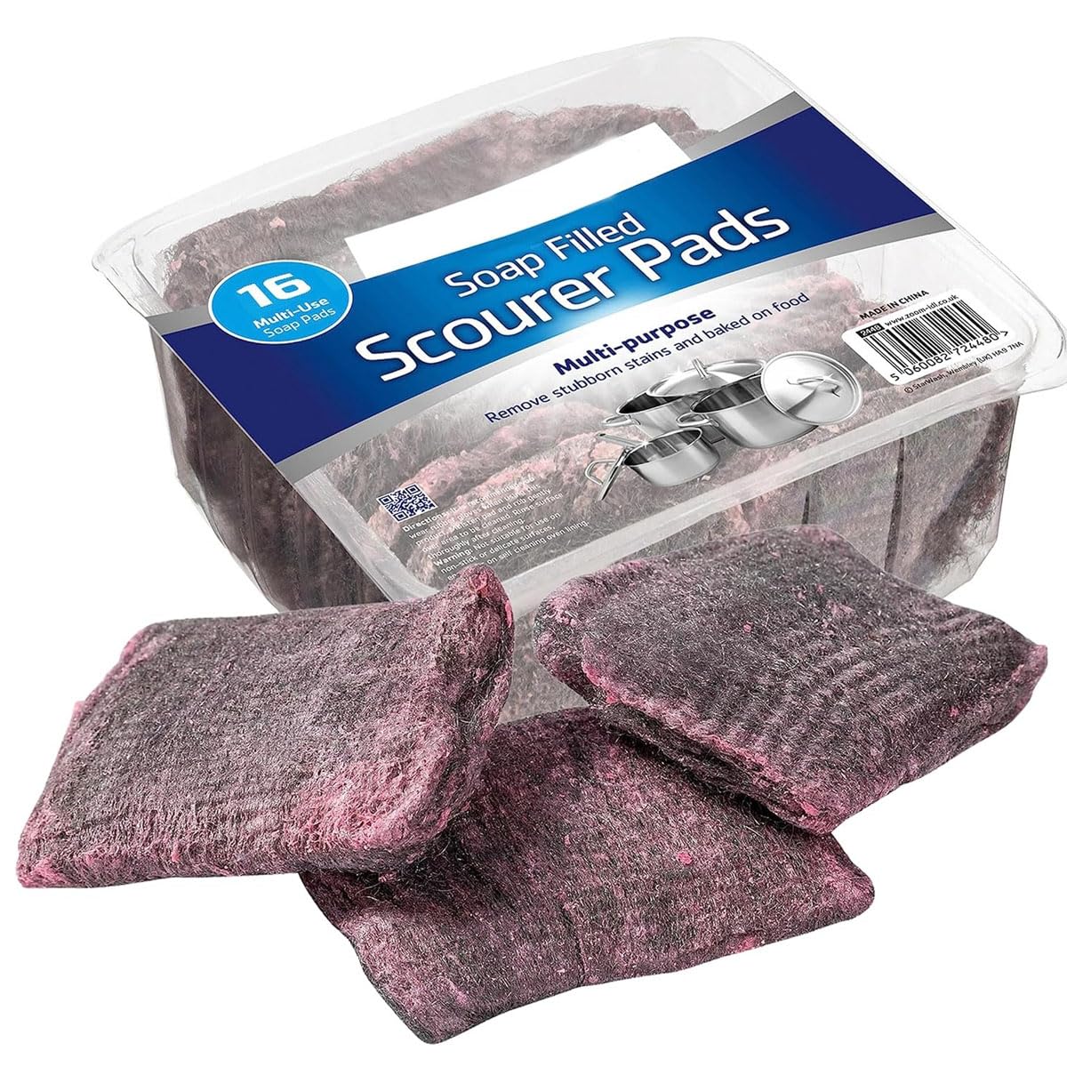 Soap Filled Scourer Pads for Easy Dishwashing Heavy-Duty Washing Up Sponge & Metal Scourer Combo