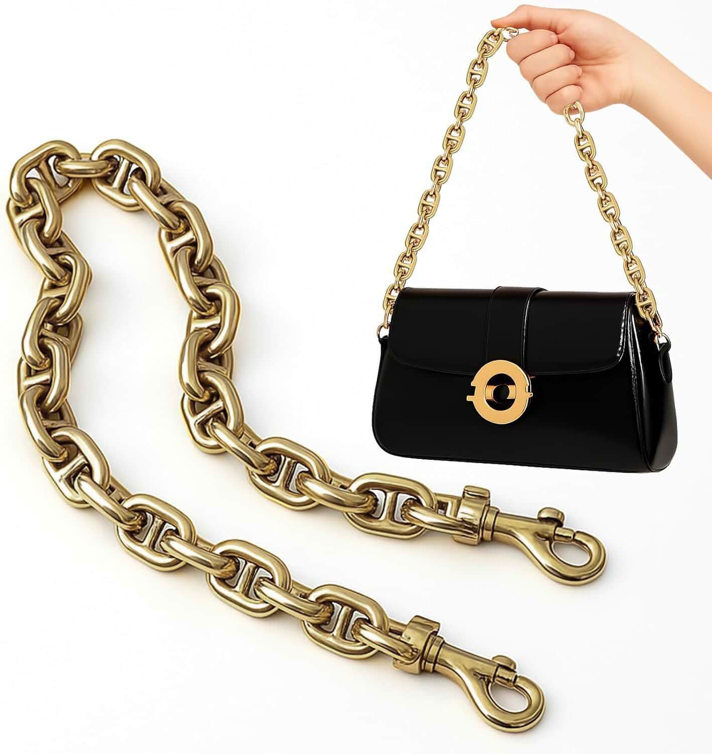 AIERSA Vintage Gold Chain for Purse,18‘’ Purse Chains for Handbags,Chunky Purse Chain,Gold Chain Purse Strap, Antique Gold Bag Chain for Purse Chain Accessories