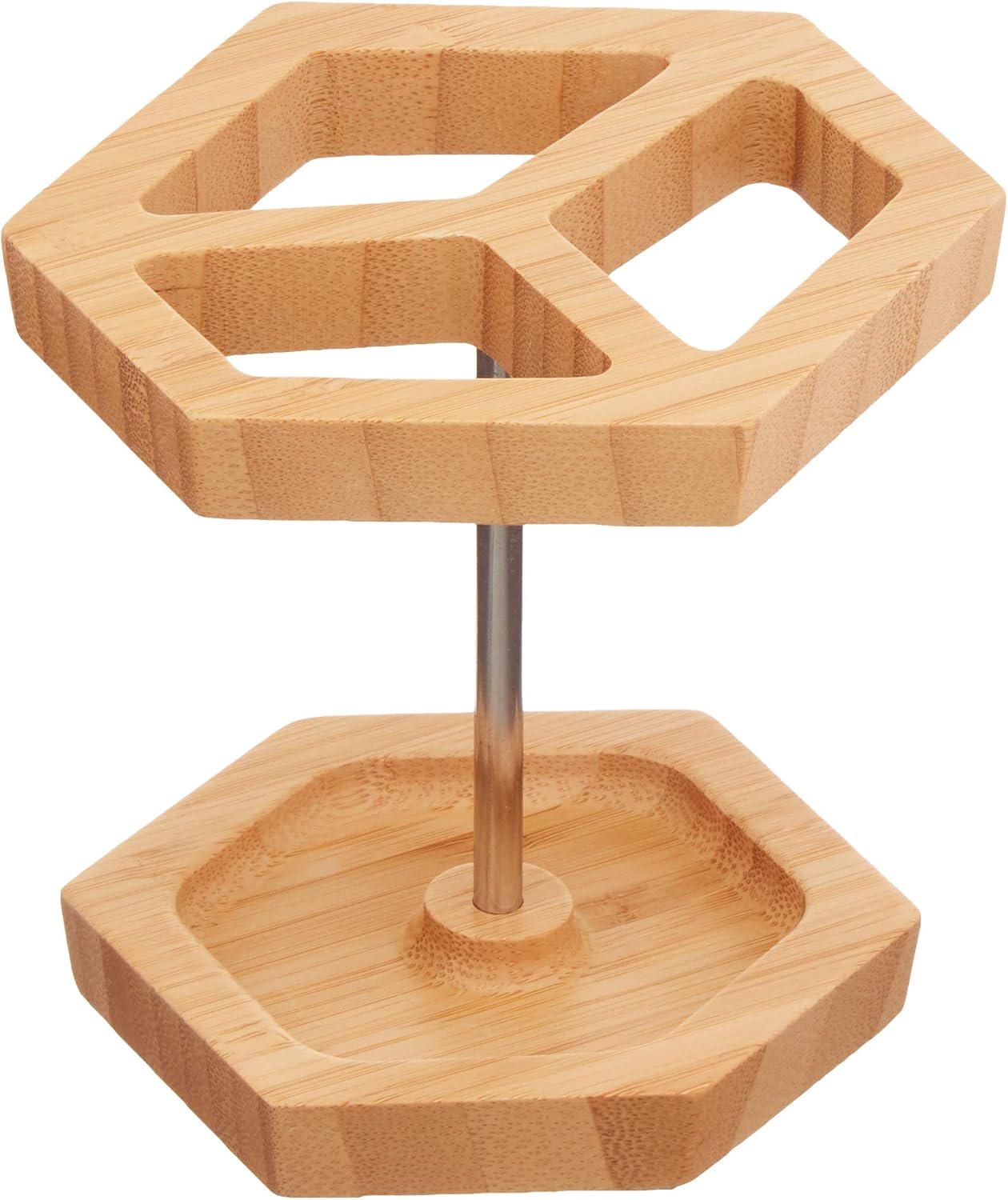 Amazon Basics 5-Piece Bamboo Bathroom Vanity Accessories Set, Geometric