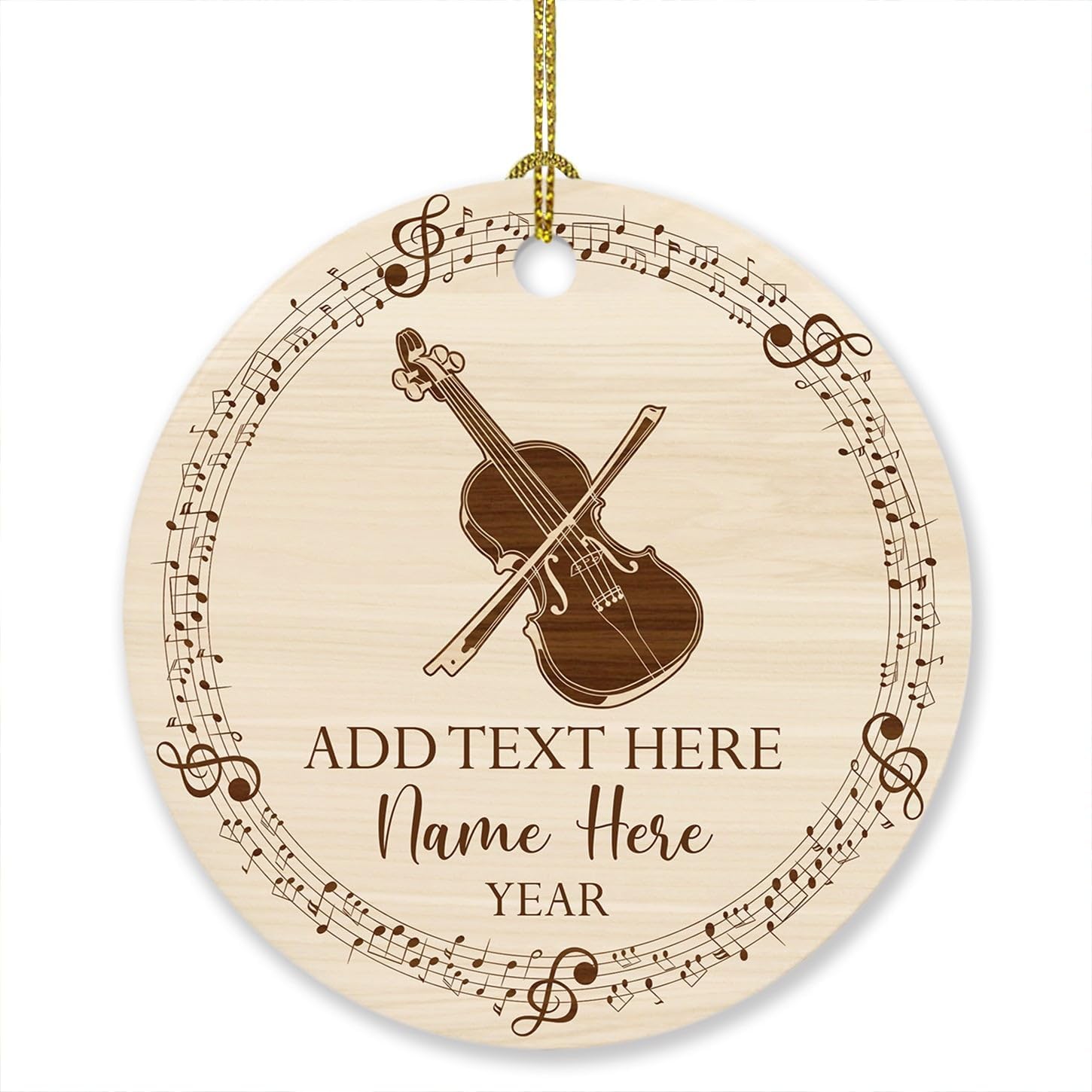 Personalized Violin Musical Instrument Christmas Ornament