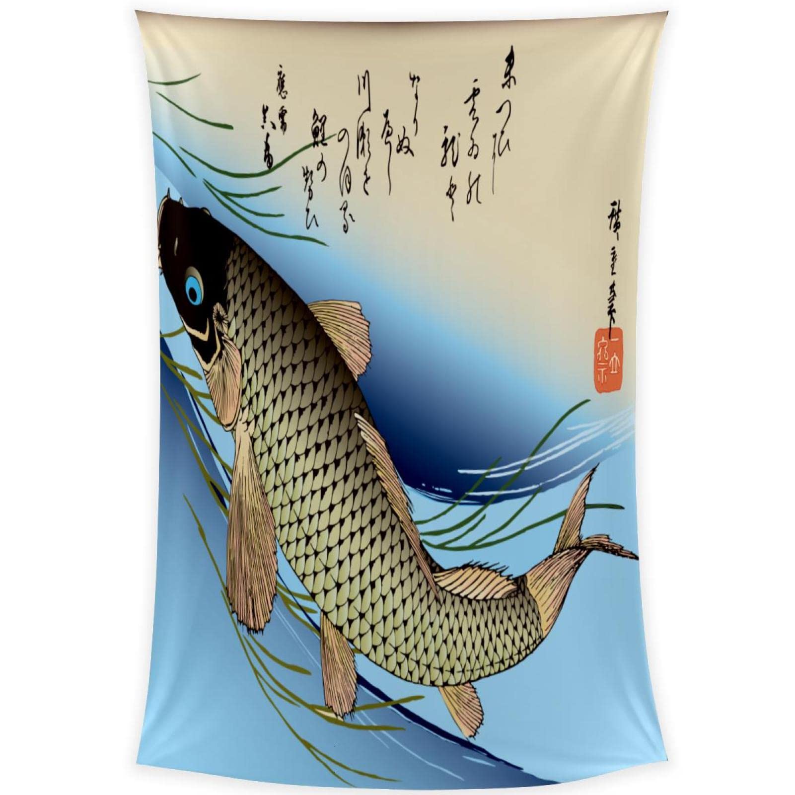 Amazon.co.jp: タペストリー 60x40 インチ、鯉魚中国鯉、壁掛けルーム