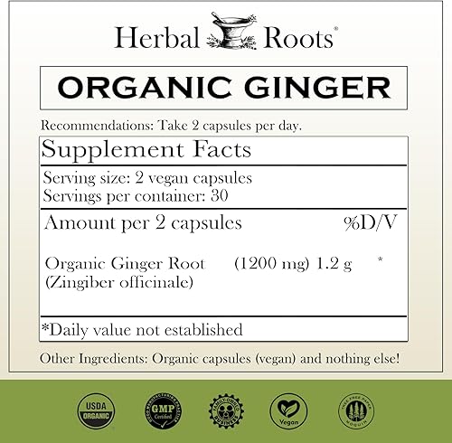 Miniatura 4 de Herbal Roots Trío de apoyo digestivo, aceite de orégano, suplementos de hierbas orgánicas certificadas ACV y jengibre, sin OMG