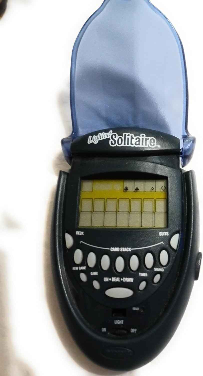 Mattel Lighted Solitaire Electronic Game, Blue, Card, LED, Handheld, Battery Powered, 1 Player