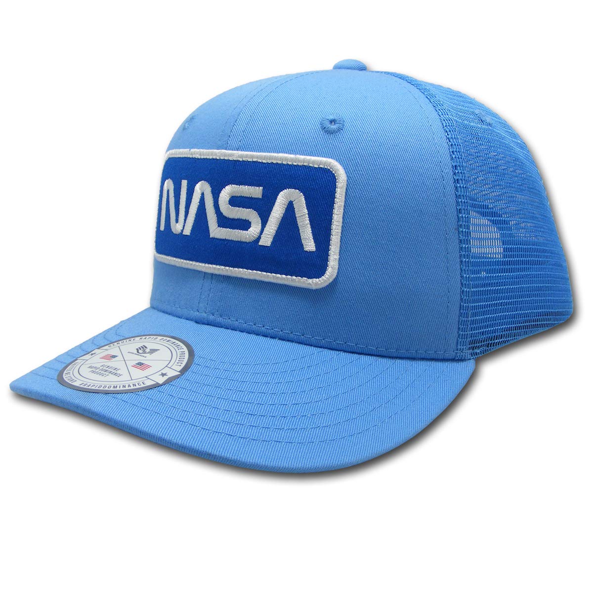 RAPID DOMINANCENASA Patch Trucker Caps, Worm, Sky, Light Blue, One Size Fits Most