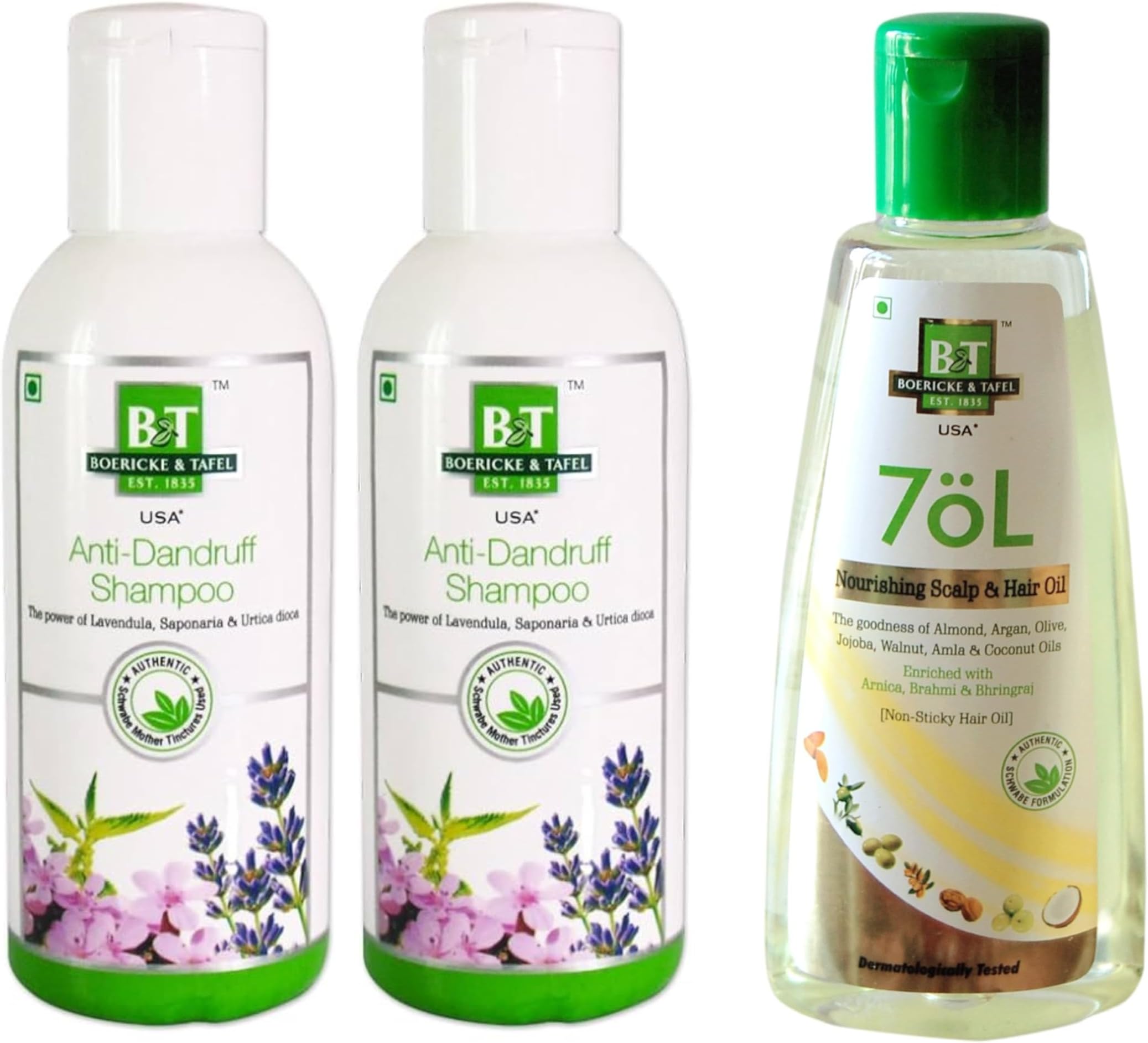 BT Boericke and Tafel Anti Dandruff Shampoo 150 ml (pack of 2) +BT Boericke and Tafel 7OL Oil 200 ml (pack of 1)