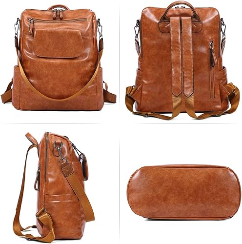 Miniatura 5 de Mochila de cuero para mujer, grande, convertible, antirrobo, mochila de viaje, Mochilas de viaje