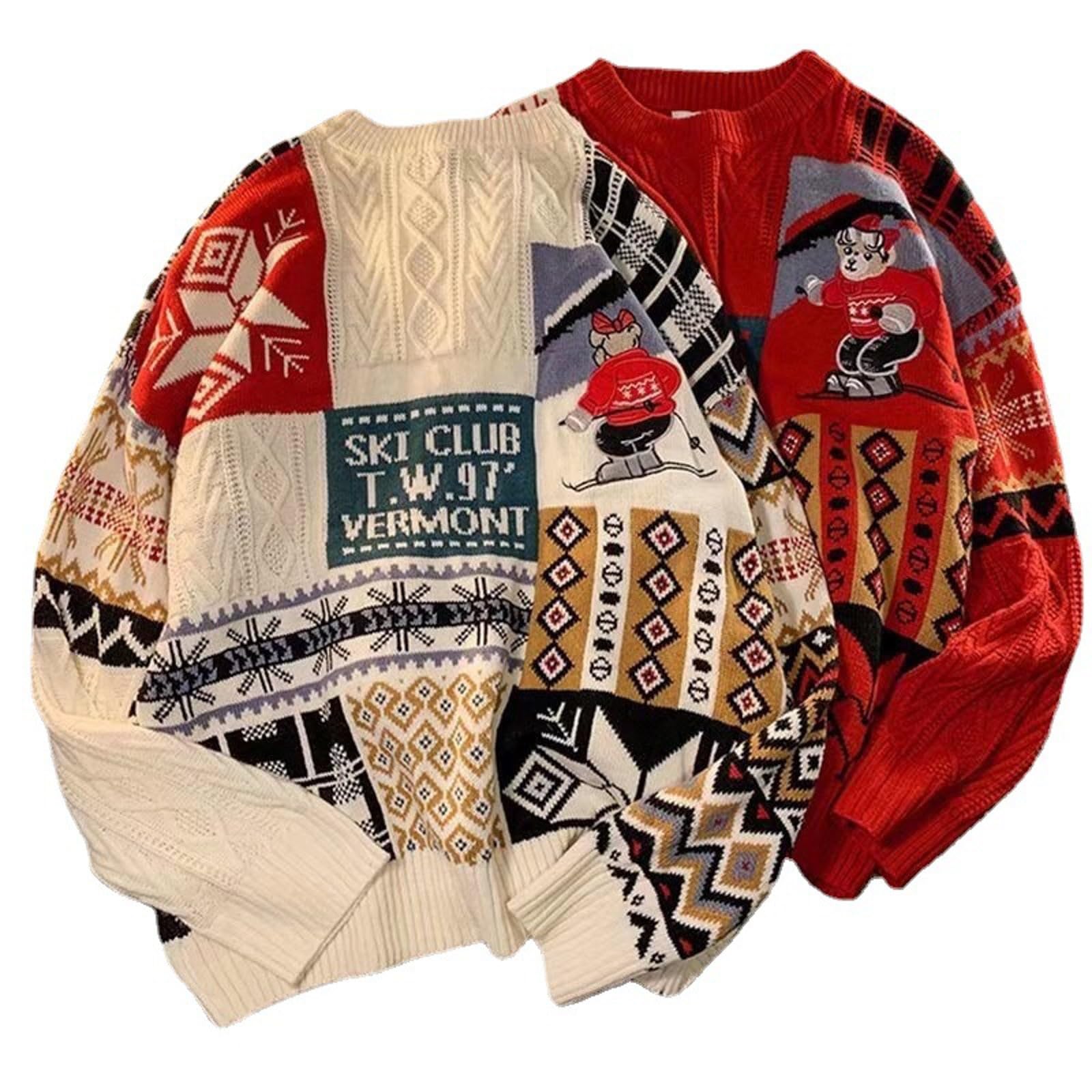 Maglione Natalizio da Uomo E Donna, Maglia di Natale Uomo Maglioni Brutti di Natale Pullover da Uomo con Motivo Alce Merry Christmas Sweater Ugly Maglioni di Natale Famiglia Pullover Uomo