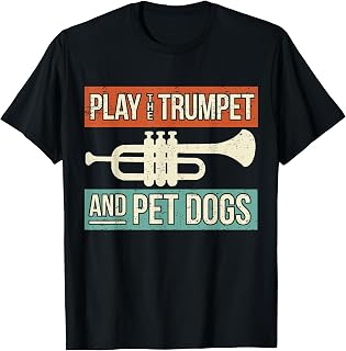 Dog Lover Trumpet Player Saying Retro Trumpeter Vintage T-Shirt