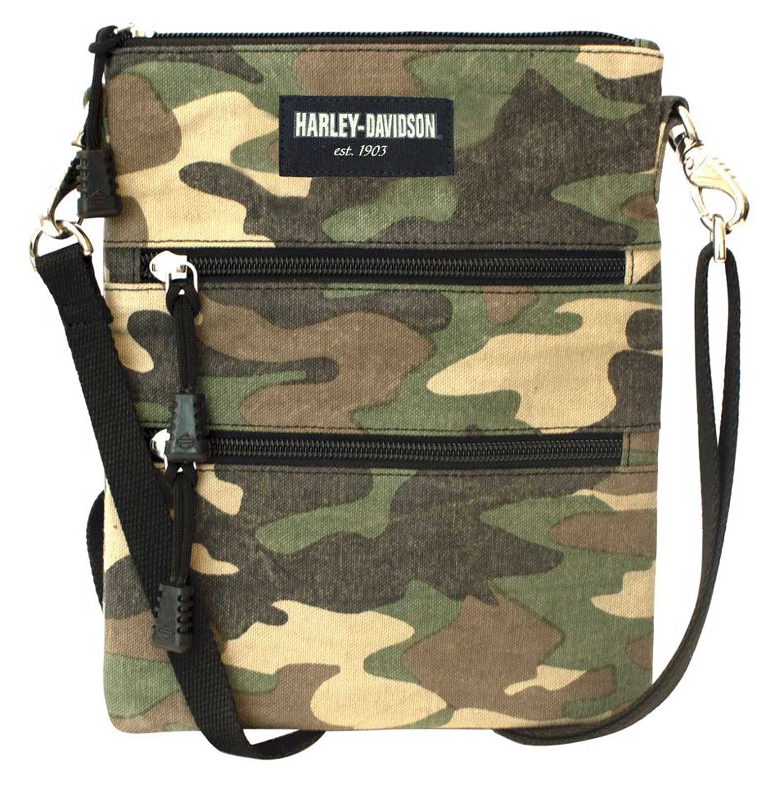 Harley-Davidson Women's Camo Print Cotton Canvas Crossbody/Clip Bag Purse