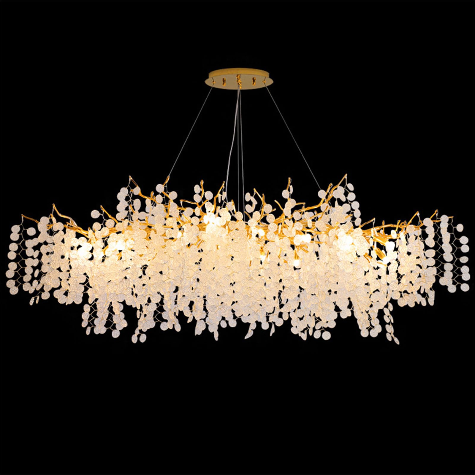 KXEcoLife Modern Crystal Tree Branch Chandelier, Luxury Art Deco Raindrop Pendant Light Fixture for Dining Room Living Bedroom Foyer Entryway,Rectangle L120cm