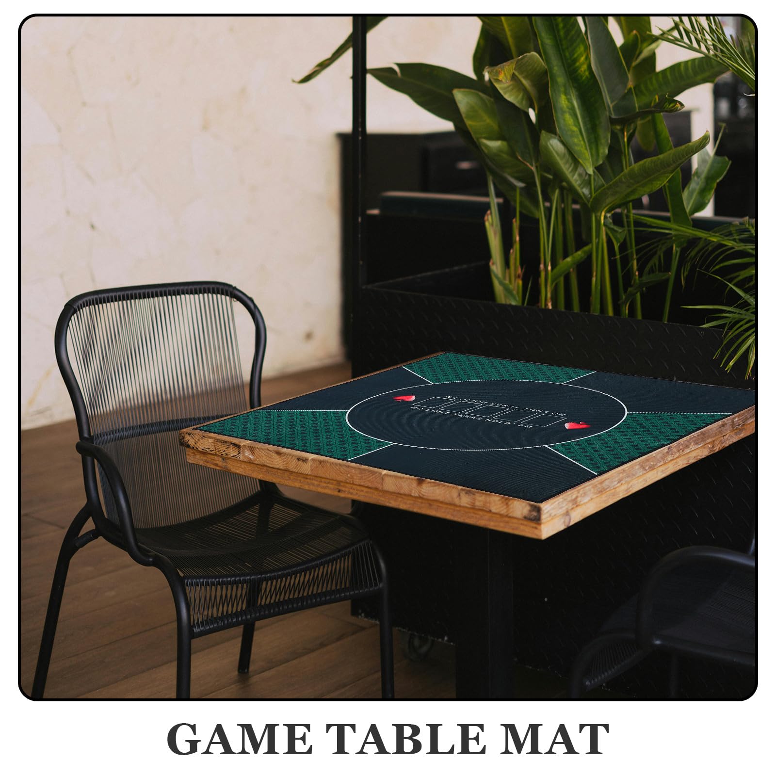 Rechteckige Pokermatte Grün aus Stoff, rutschfest und Faltbar