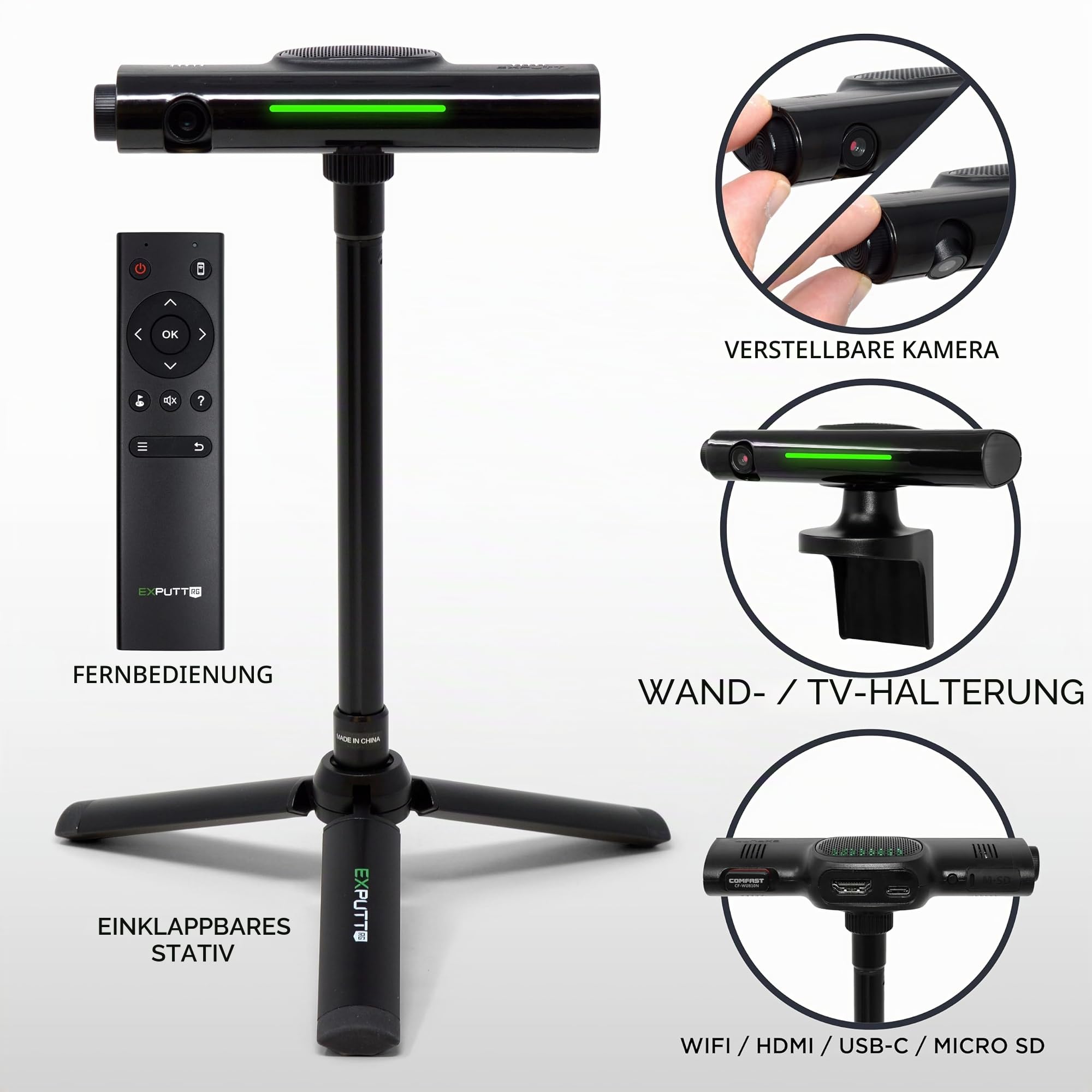 ExPutt EX500D Pro Golf Putting Virtual Simulator: Perfect Your Putting Swing Anytime, Anywhere, Schwarz