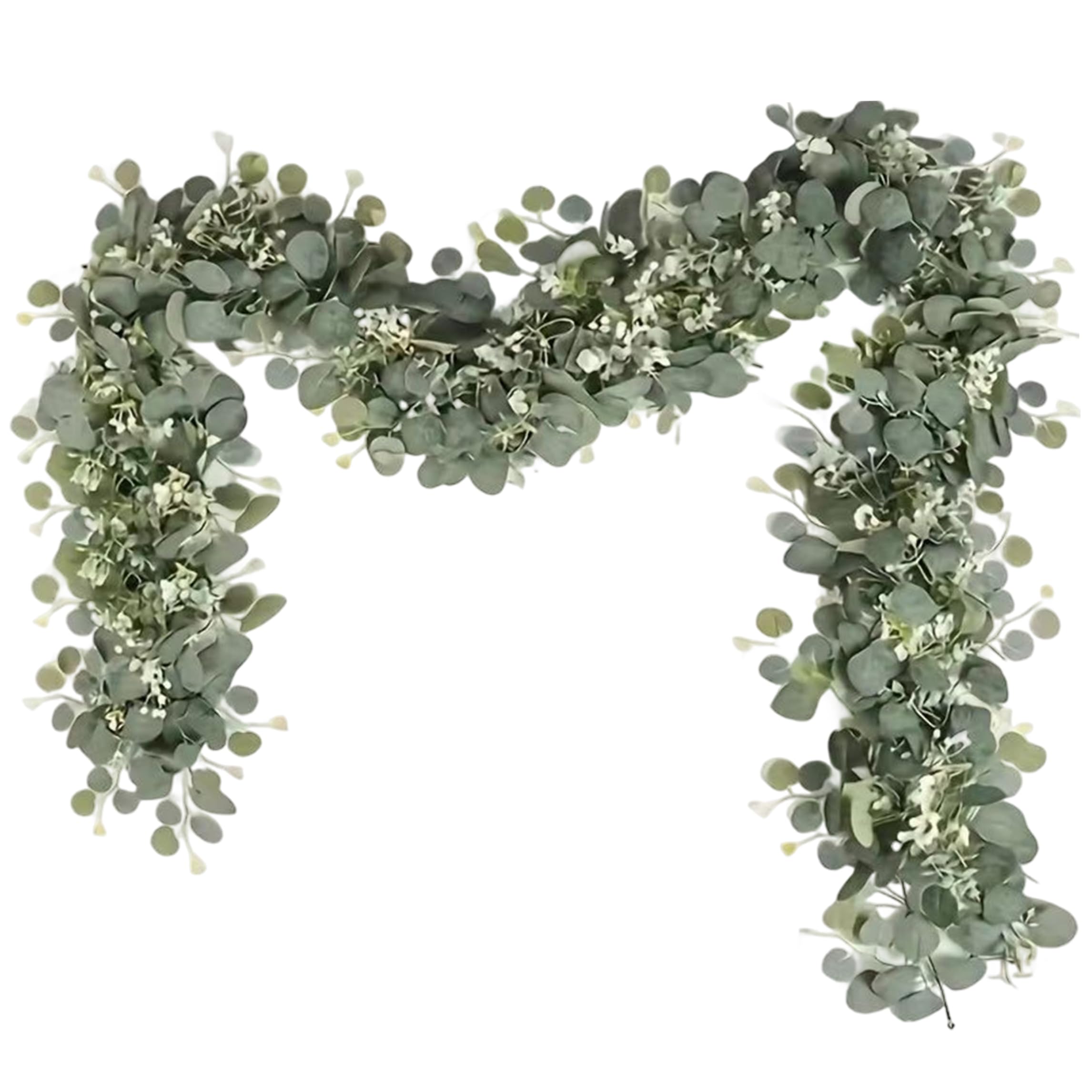 Hotainoys 2 Pcs Artificial Eucalyptus Garland, Faux Greenery Garland With Baby's Breath, Bendable Vine For Home Decor, Green Artificial Eucalyptus
