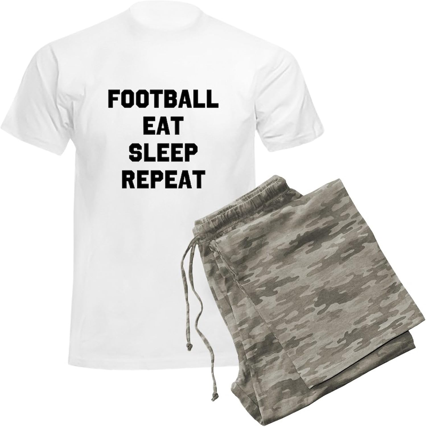 CafePress Football Eat Sleep Repeat Pajamas Men's Novelty Light Pajama Set, Comfortable PJ Sleepwear