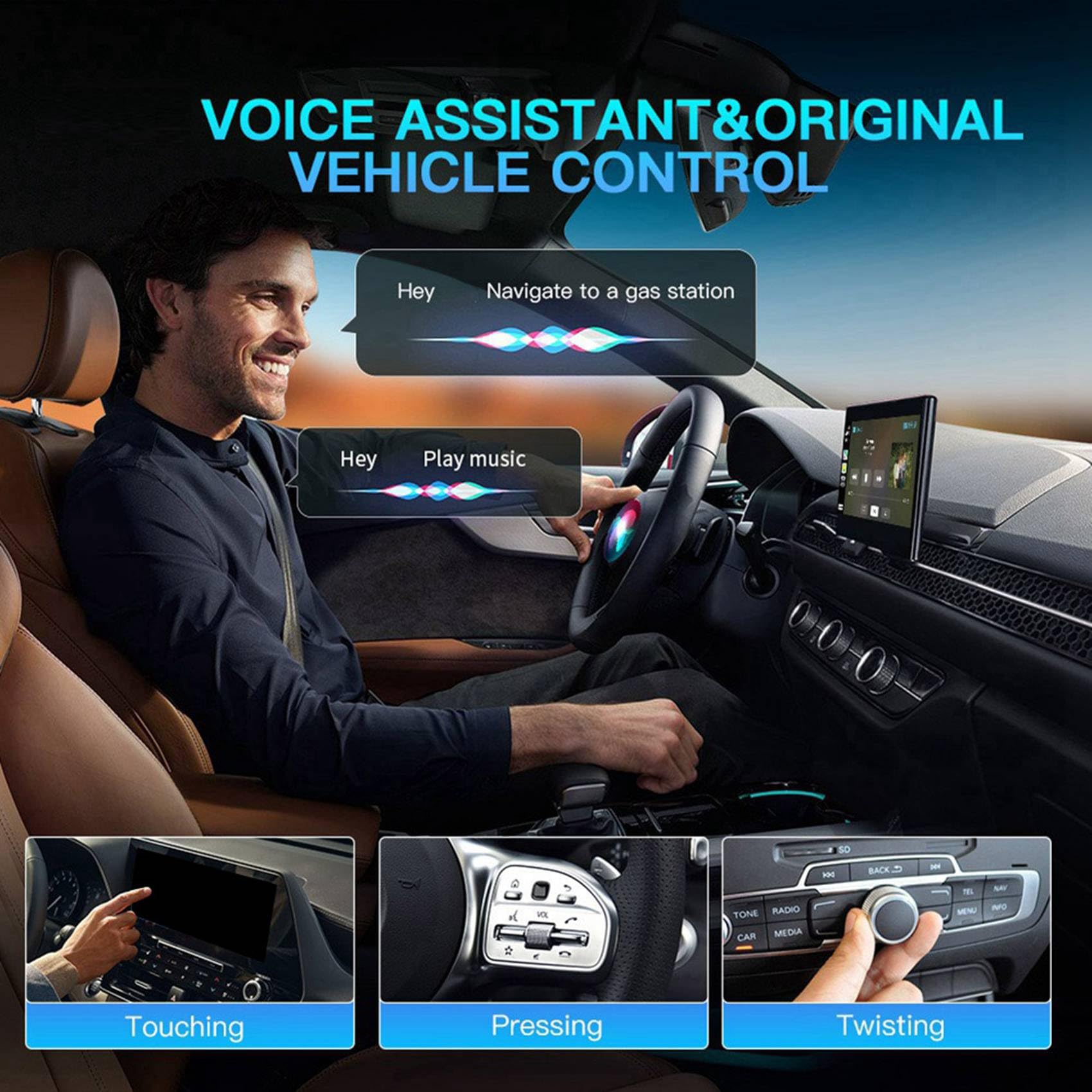 ISTOVO 4X Lien Plug and Play vers CarPlay sans Fil Android Auto Box Navigation de Voiture Interconnexion de Machine de Voiture Intelligente