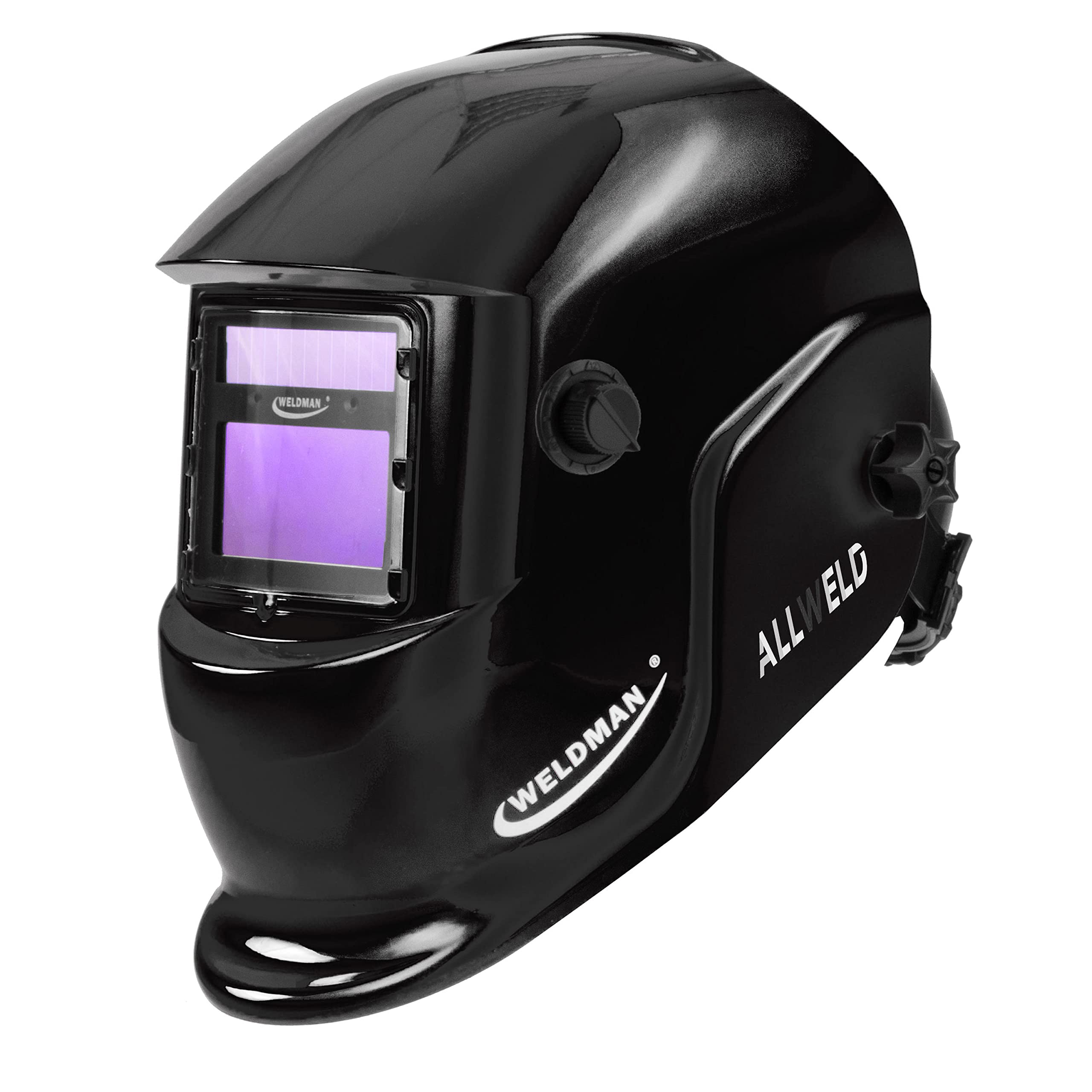 Automatic WELDING HELMET Welding Mask WELDMAN FALCON True Color Auto Darkening Adjustable Welding Mask Battery & Solar Powered LCD filter equipped with 2 photo-sensors 9-13 DIN for Mig Tig MMA (Black)
