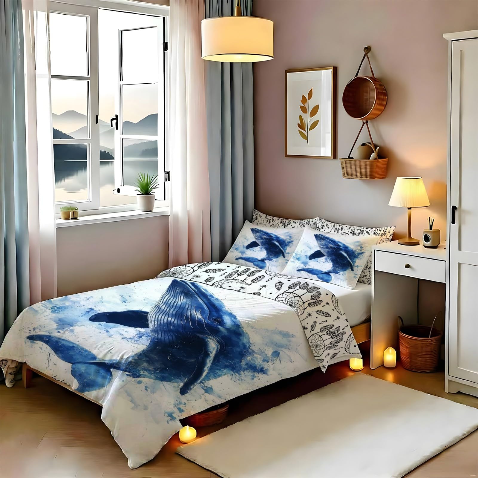 Housse de couette 200x200 cm blanc avec 2 taies d'oreiller pour lit double