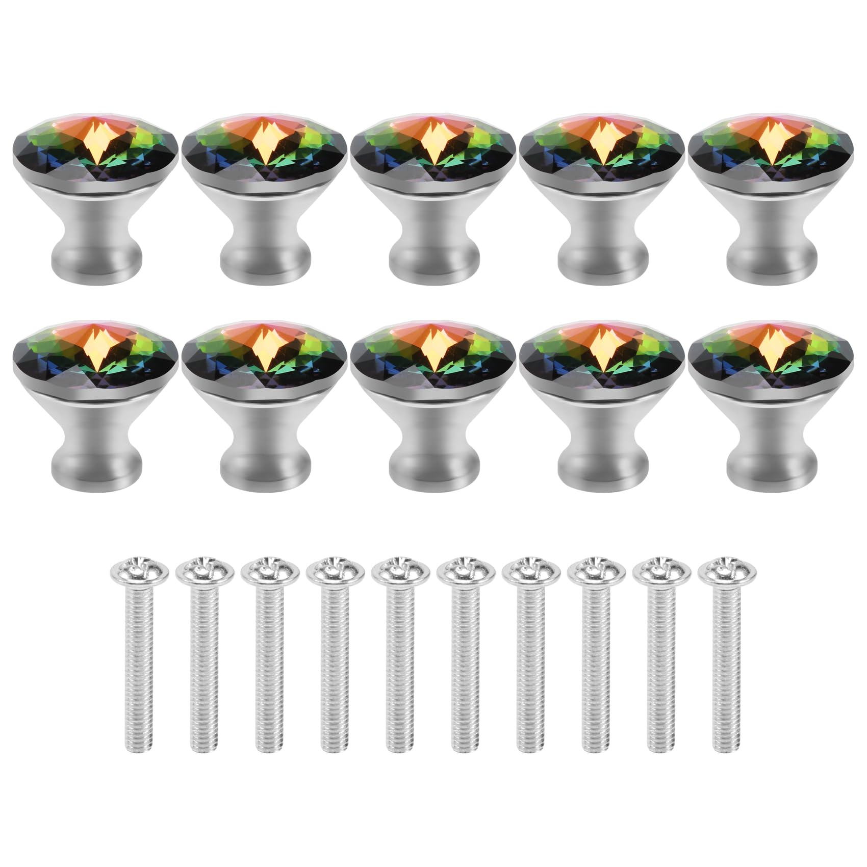 BPQiang 10PCS 30MM Colorful Crystal Knobs Glass Cabinet Drawer Pulls Handle for Home and Dresser