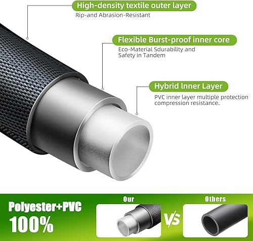Miniatura 2 de Manguera de jardín no expandible de 100 pies, manguera de agua flexible con boquilla de manguera de 10 funciones, ligera, sin enredos, a prueba de