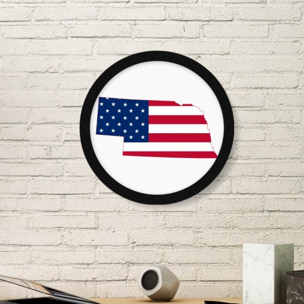 Cadre photo USA rond Nebraska peinture d'art épurée avec sticker de qualité supérieure noir