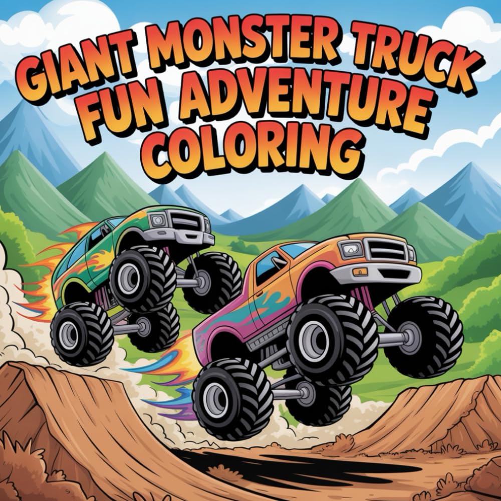 Giant Monster Truck Fun Adventure Coloring: A thrilling collection of powerful monster trucks to entertain every coloring fan.