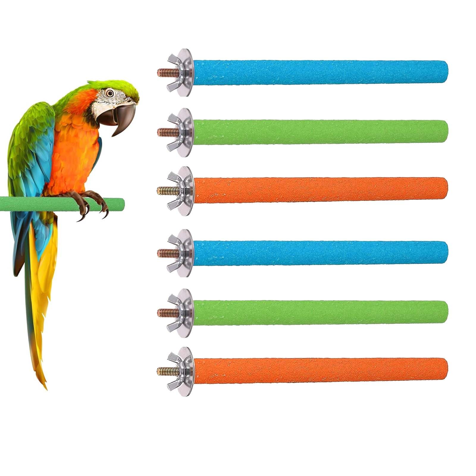 Parrot Perches, 6 Pcs Colourful Bird Paw Grinding Stick, Nail Trimming Perch for Budgies, Cockatiels, Parakeets and Lovebirds
