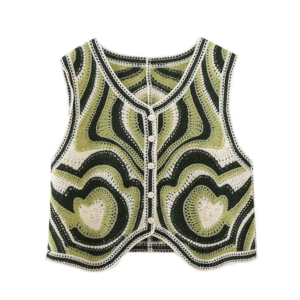 FunAloeWomen'S Sleeveless Vest Retro Ethnic Style Vest Sleeveless Crop Cardigan Tops Women Boho Embroidered Vest Women'S Gilets Women Waistcoat Open Front Vest Fashion Flower Gilet Vests