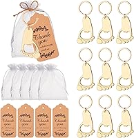Vista 12 de 50 piezas de huella de bebé Keycahin abridor de biberones abrebotellas poppin botellas de baby shower recuerdos con tarjetas, carrito de bebé