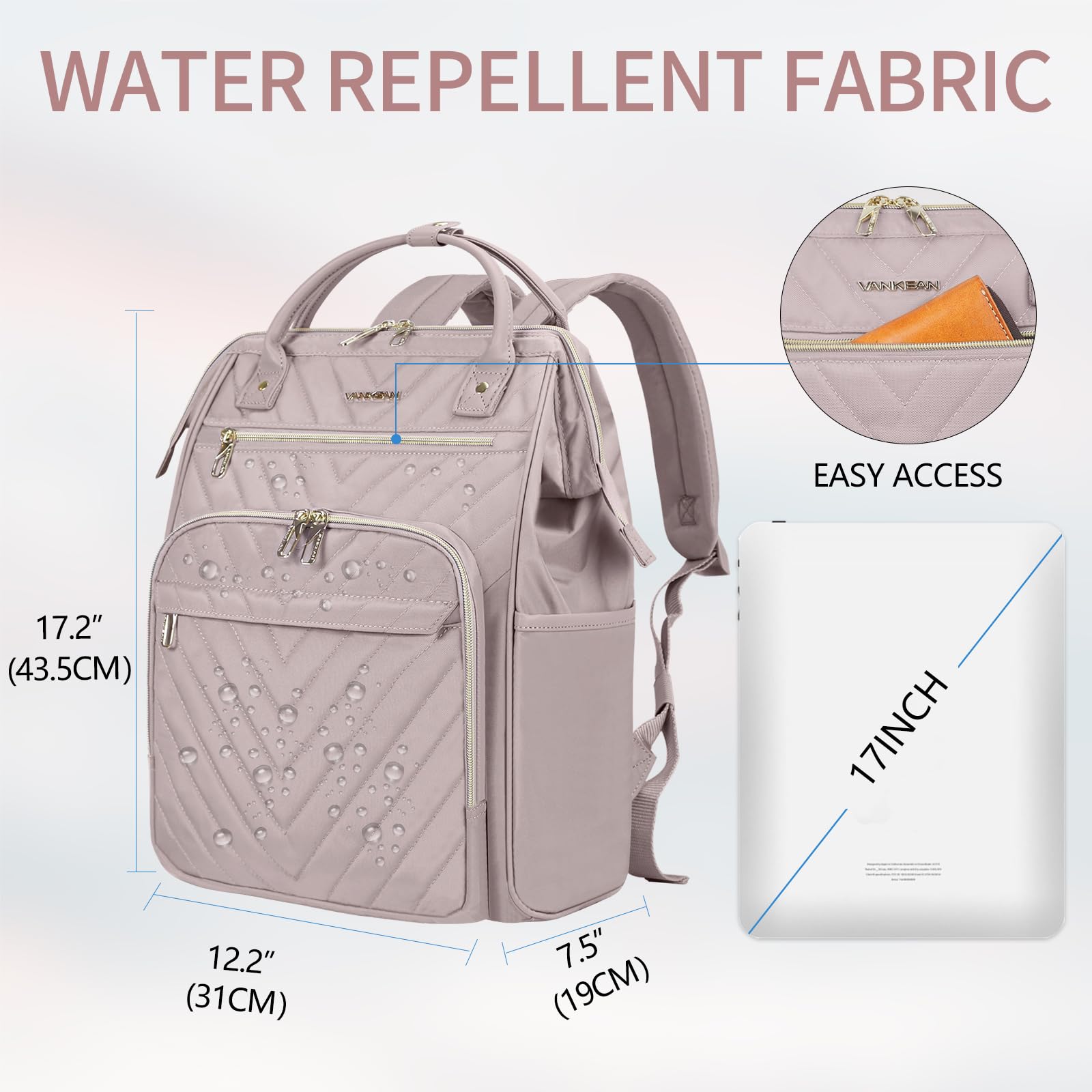 Amazon.com: VANKEAN 17 Inch Laptop Backpack for Women  display picture 1
