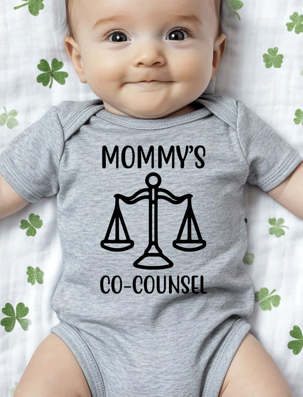 hrcfbk Newborn Infant Baby Boys Girls Bodysuit Short Sleeve Mommy's Co-Counsel Blance Funny Letters Print Romper(0-3 Months, Grey Mommy's Co-Counsel Blance)