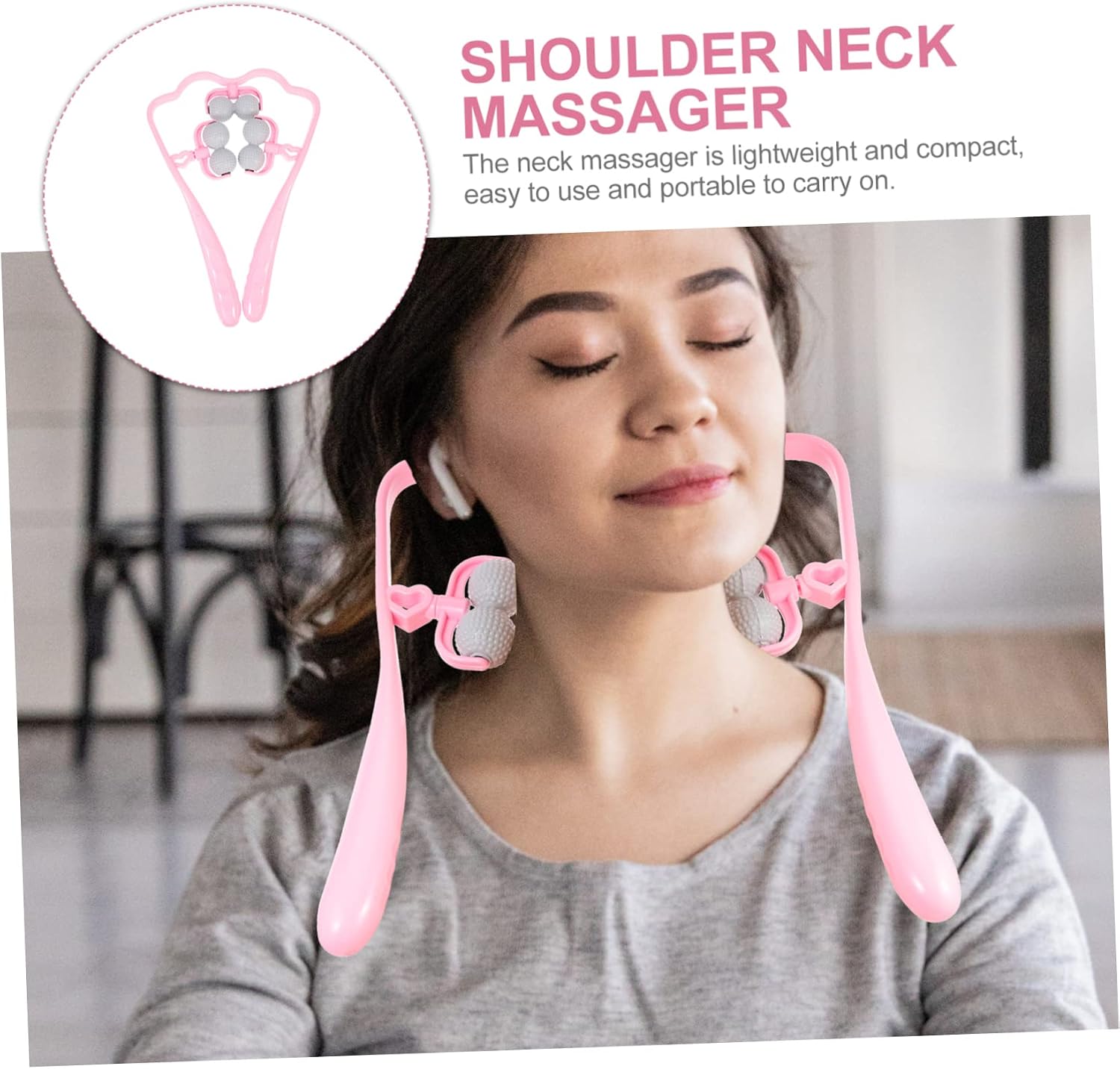 Neck Massager with Massage Balls Manual Therapy Device for Targeted Relief of Neck Shoulder Leg Pain Portable Durable Easy to and Friends