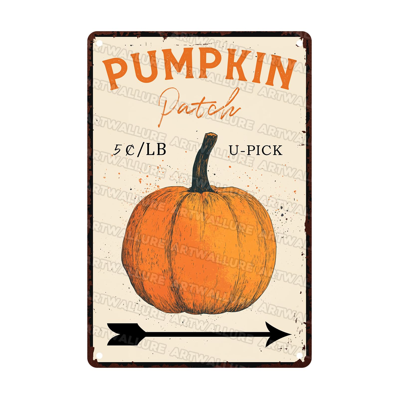 Pumpkin Patch Vintage Metal Tin Sign Rustic Wall Decor Fall Harvest Autumn Thanksgiving Farmhouse Retro Wall Art 8x12inch