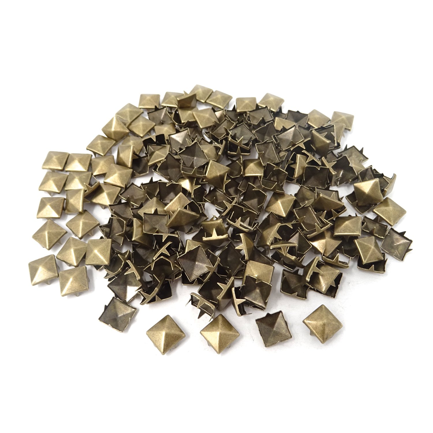 Honbay 200PCS 10mm Antique Brass Nailheads DIY Metal Punk Spikes Spots Square Pyramid Studs for Leathercraft-image-14