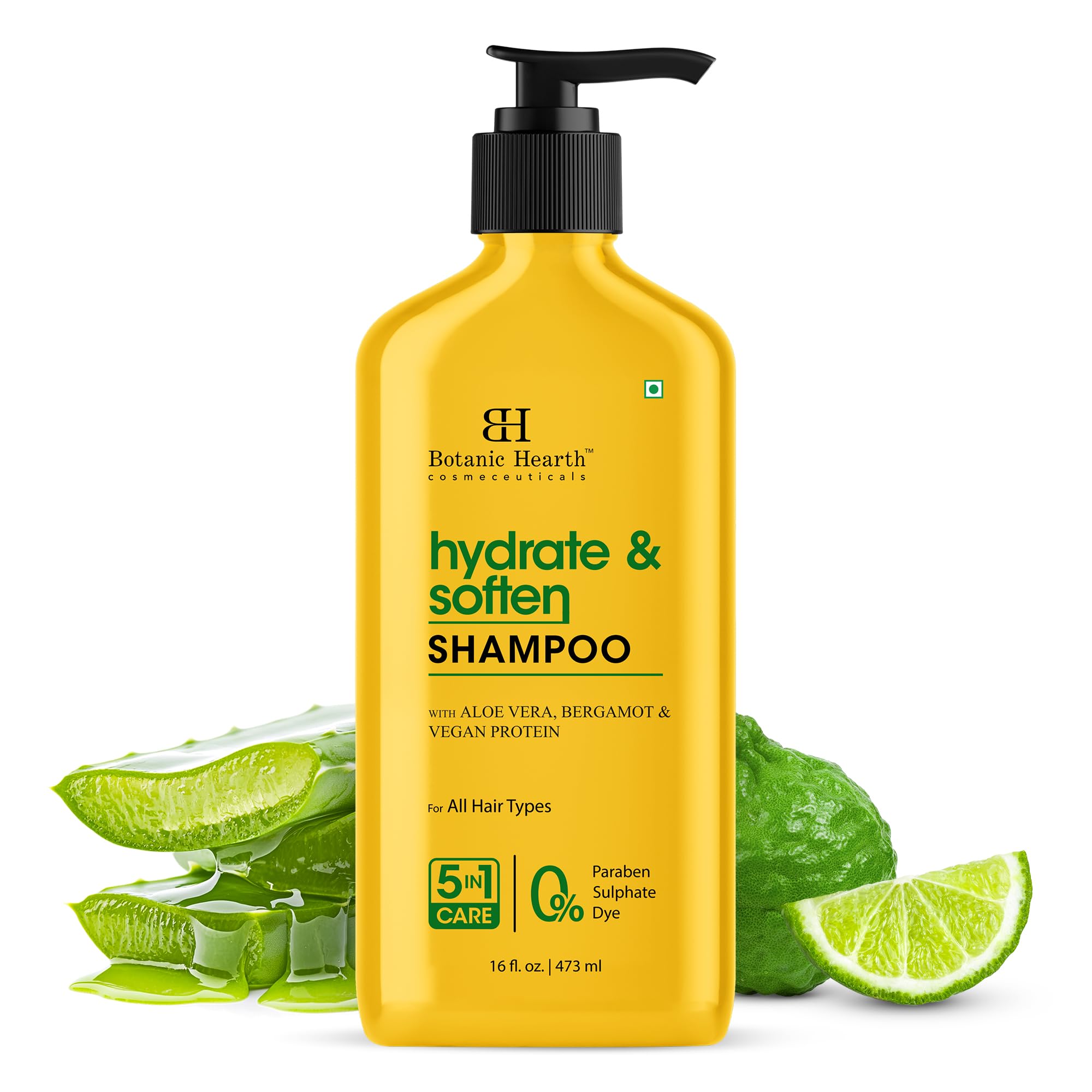 Botanic Hearth Aloe Vera Shampoo Infused With Bergamot & Vegan Protein | Clarifying Shampoo To Hydrate, Soften & Strengthen Hair | Paraben & Sulfate Free | For All Hair Types, 16 Fl Oz