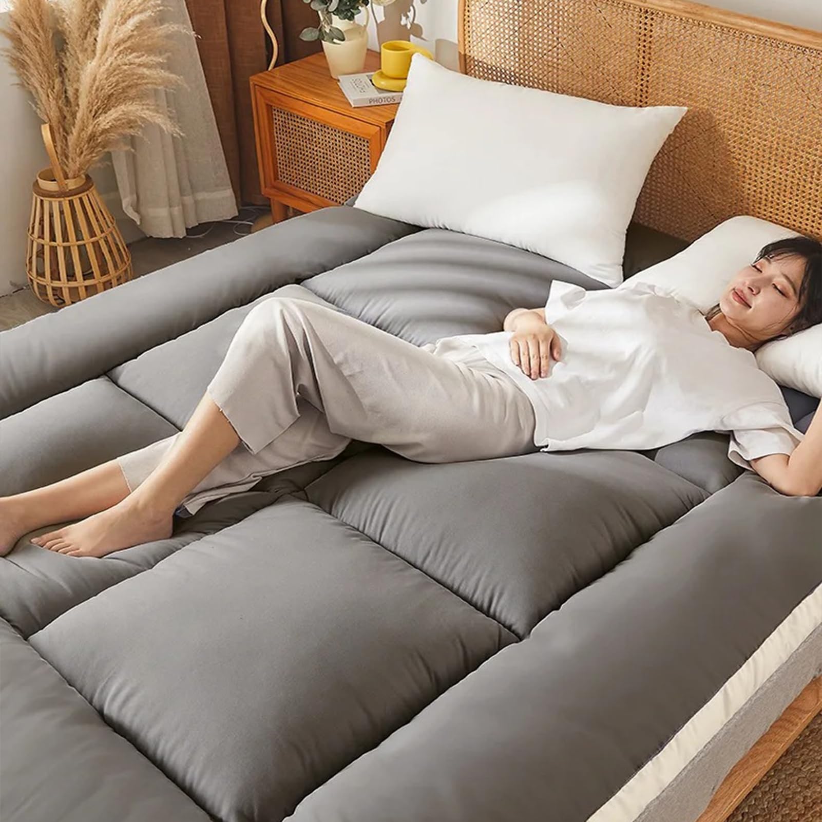 Épaissir Tatami Matelas De Sol, Étanche À L'Humidité Chaud Pliable Tatami Matelas Topper Couchage Lit Pad pour Invités, Dortoirs, Camping, Canapés Et Chaises Longues,4,180x200cm