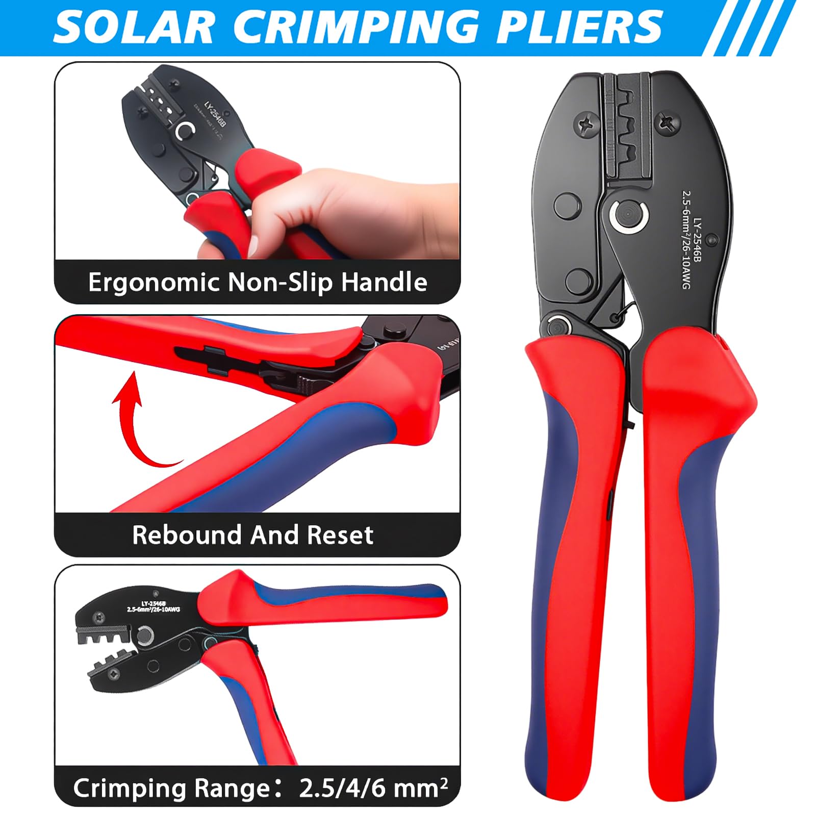 Pince A Sertir Cosse Electrique Pince Solaire Pour Sertir Connecteurs Photovoltaïques Matrice Pour Mc4 6mm2