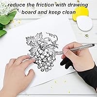 Vista 5 de Guantes para tableta de dibujo de artista, guantes de pintura con gráficos de dos dedos, tamaño libre, creativo tanto para mano derecha como