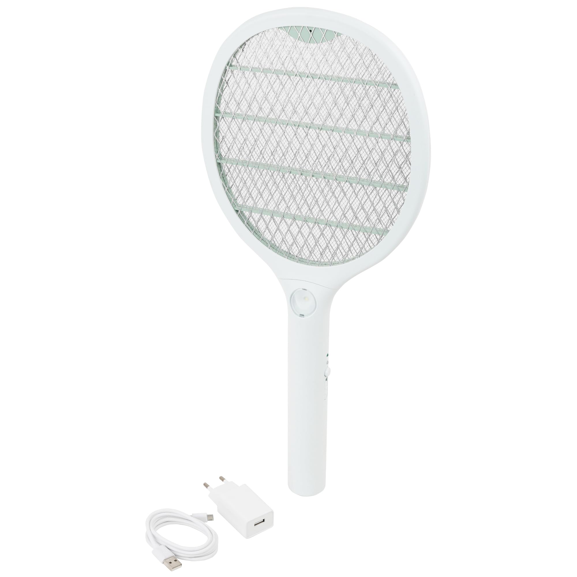 ARDES - ARZANSC02 Racchetta Anti Zanzare Insetti Elettrica con Alimentatore AC/DC e Cavo USB Doppio Interrutore di Sicurezza Bianca