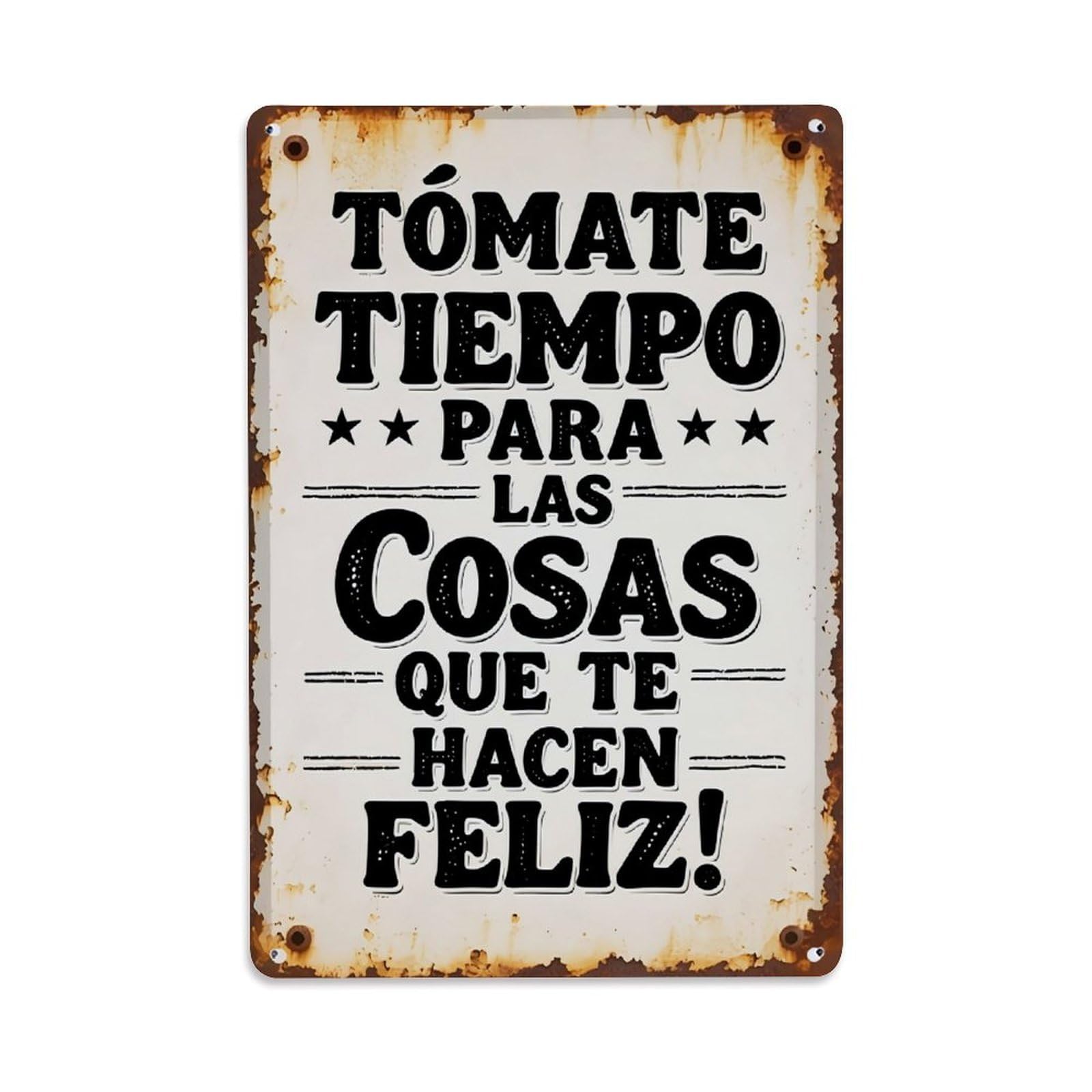 Jdfenggu Vintage Toma Tiempo Para Las Cosas Que Te Hacen Feliz Retro Metal Tin Sign, Decor Art Poster For Bar, Home, Man Cave, Kitchen, Laundry Room Gift 8X12inch