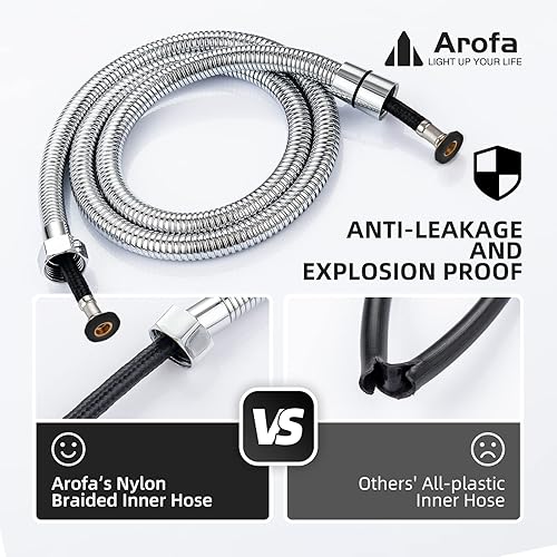 Miniatura 3 de Arofa Manguera de bidé de acero inoxidable  Pulverizador de mano de 47 pulgadas con manguera interior de PVC trenzado de nailon para conector G 12,