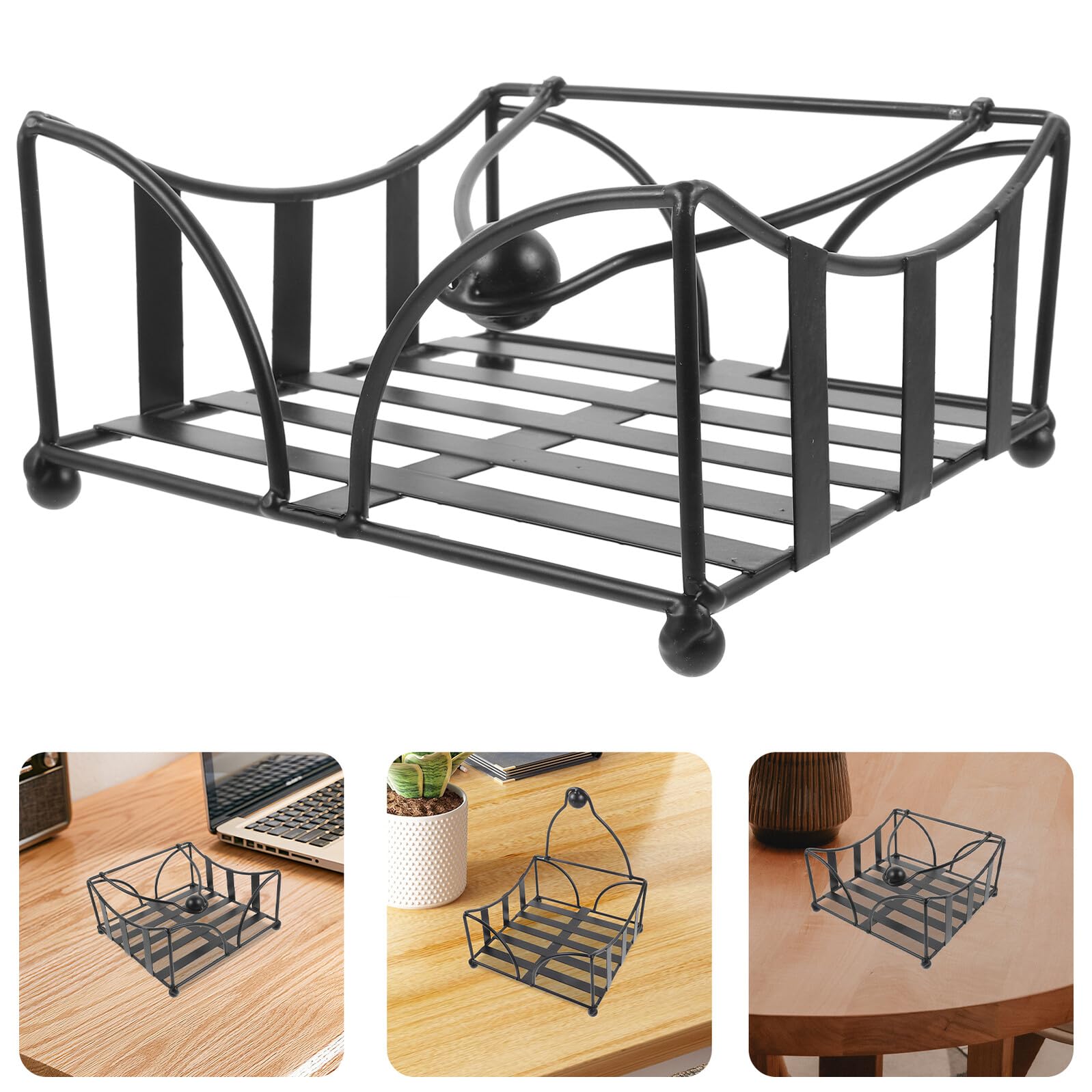 VALICLUD Servilletero de Hierro Negro y Almacenamiento Conveniente Soporte Elegante y Práctico para Servilletas Diseño Rústico para Mesa de Comedor y Hoteles