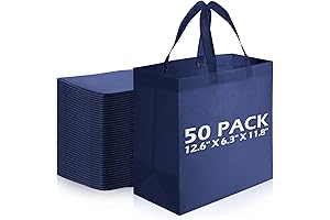 50 Pack Blue Foldable Bulk Reusable Grocery Bags with Reinforced Handles