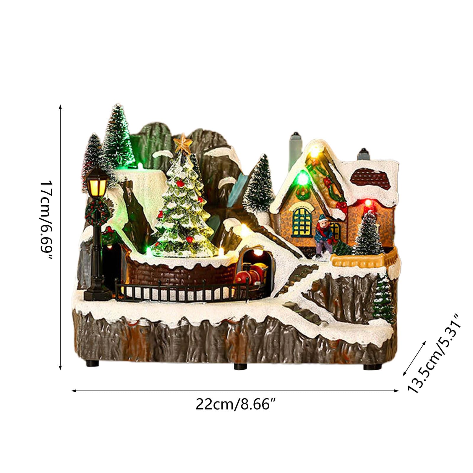 Figura de casa de pueblo navideño resina decorativa escultura suministros para interiores al aire libre jardín patio fiesta decoración
