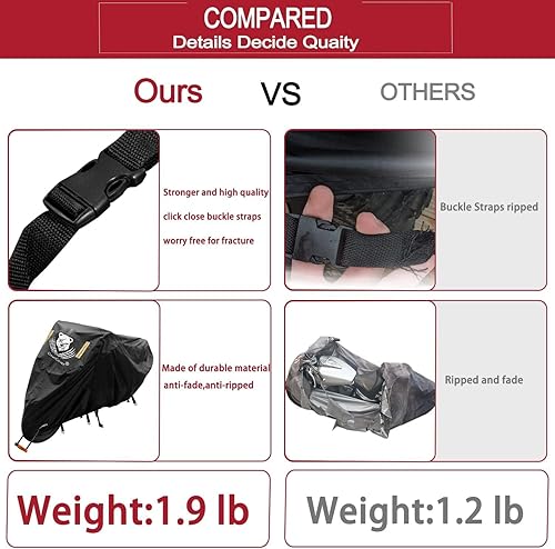 Miniatura 8 de ClawsCover Fundas de motocicleta XXXL de 116 pulgadas impermeables para exteriores, tela Oxford 420D resistente y sin decoloración para todas las