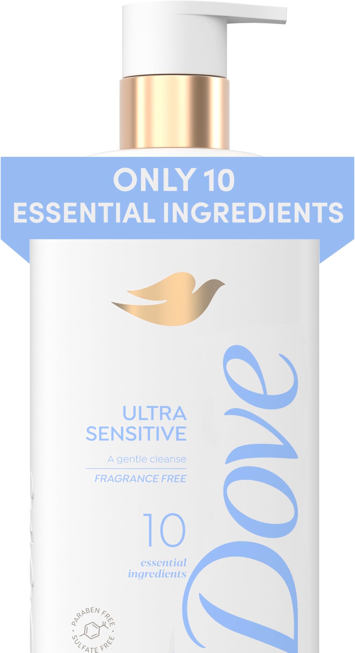 Fragrance Free Body Wash Ultra Sensitive Gentle all-over cleanse 10 essential ingredients 18.5 oz